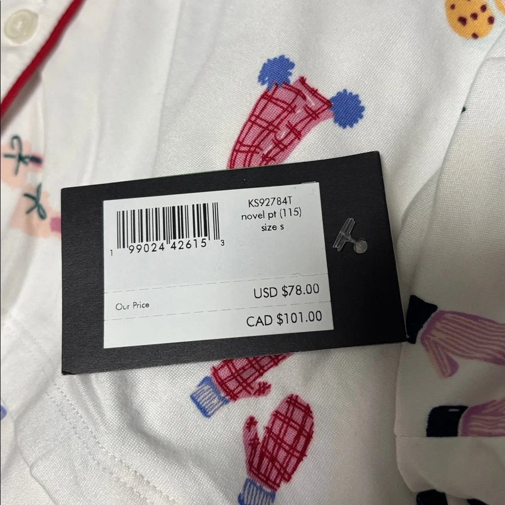 NWT Kate Spade Winter Themed Pajama Set Size S Cozy Chic Whimsical Playful